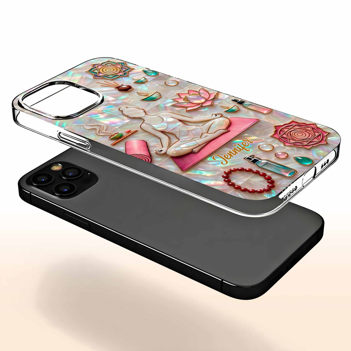 Find Your Inner Peace And Balance Yoga Woman With Lotus Flower - Personalized Clear Phone Case - YOGA013_PHC