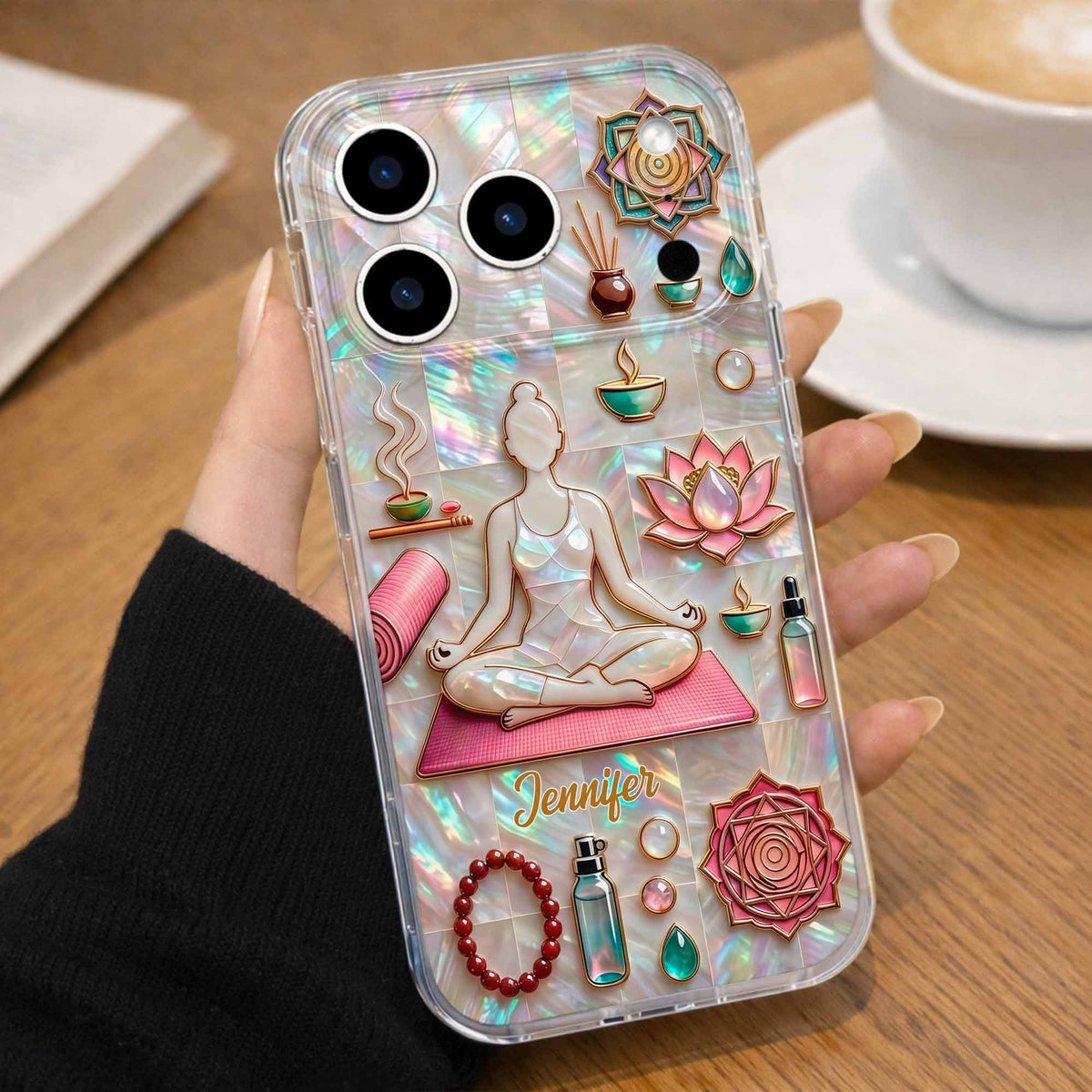 Find Your Inner Peace And Balance Yoga Woman With Lotus Flower - Personalized Clear Phone Case - YOGA013_PHC