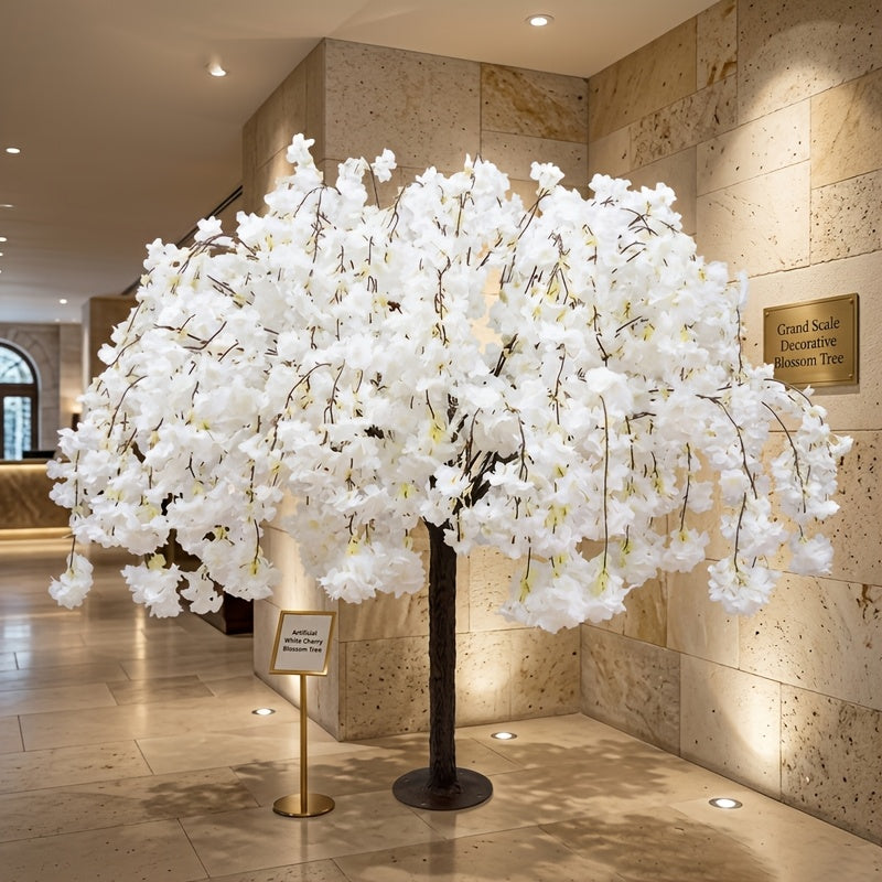 White Cherry Blossom Tree DecorRealistic Cherry Blossom Trees, Vines, And Indoor Handcrafted Wishing Trees; Realistic Weeping Cherry Blossom Trees Ideal for Parties, Weddings, And Christmas (Sizes: 47.24inch, 59.06inch, 70.87inch)