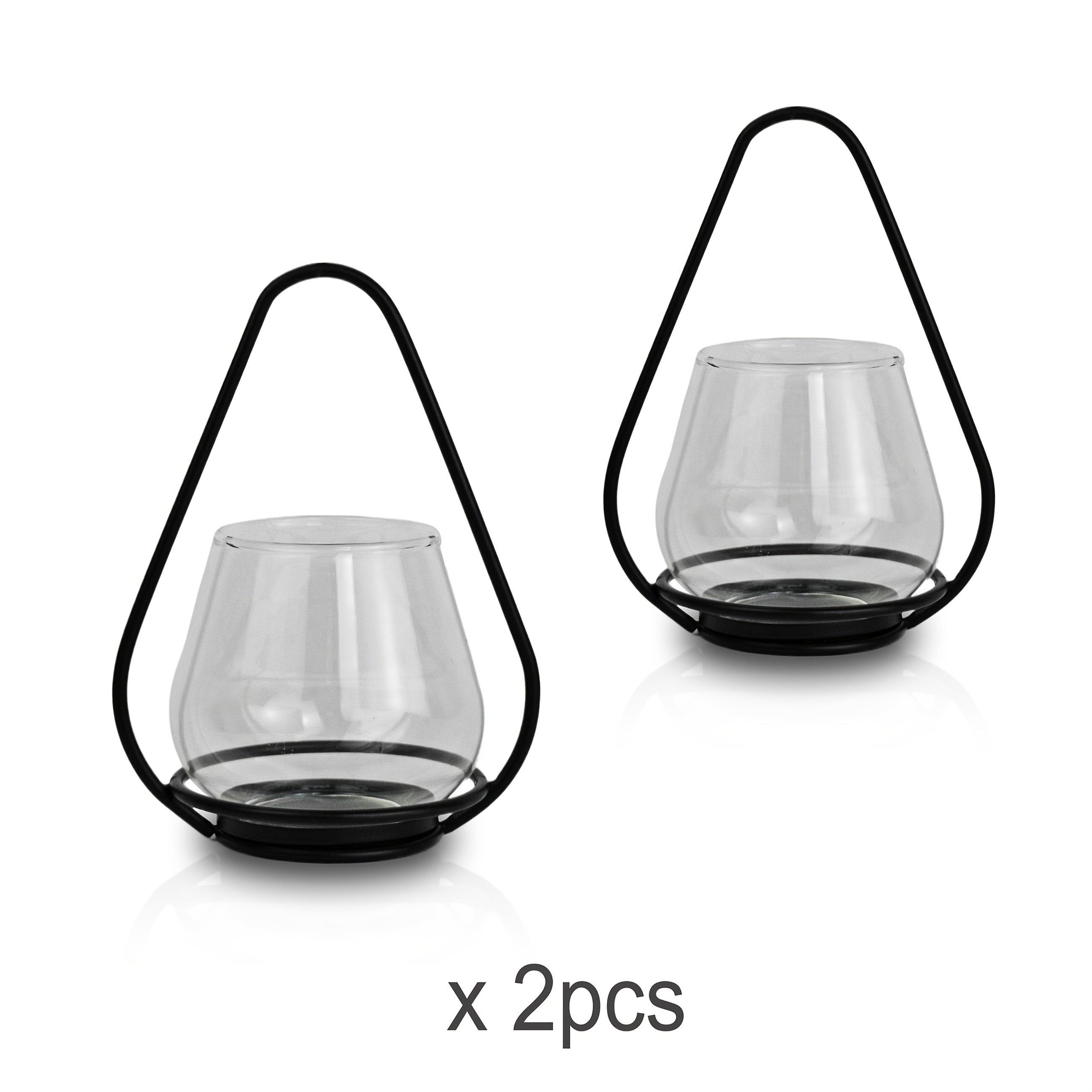 1\u002F2\u002F3pcs Metal Candle Holder Lantern, Black Lantern Candelabra, Vintage Hanging Candle Holder, Glass Candlestick Set, Wire Frame Candle Holder for Home Decor|Farmhouse|Christmas|Easter|Halloween|Hanukkah|Thanksgiving