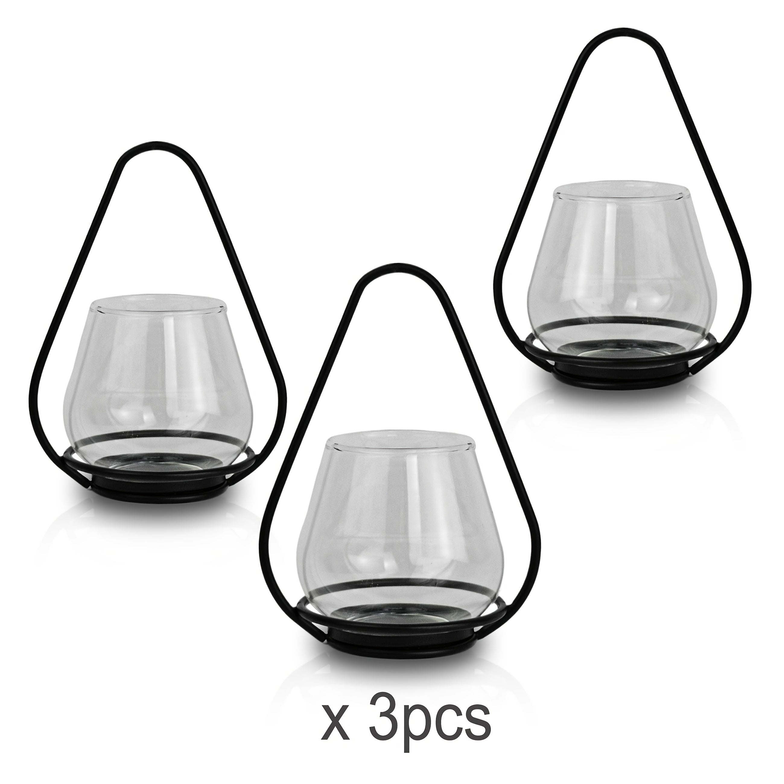 1\u002F2\u002F3pcs Metal Candle Holder Lantern, Black Lantern Candelabra, Vintage Hanging Candle Holder, Glass Candlestick Set, Wire Frame Candle Holder for Home Decor|Farmhouse|Christmas|Easter|Halloween|Hanukkah|Thanksgiving