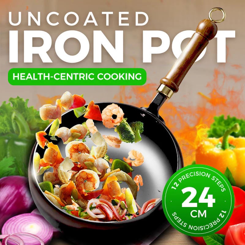 🍳Uncoated Thick Iron Pot