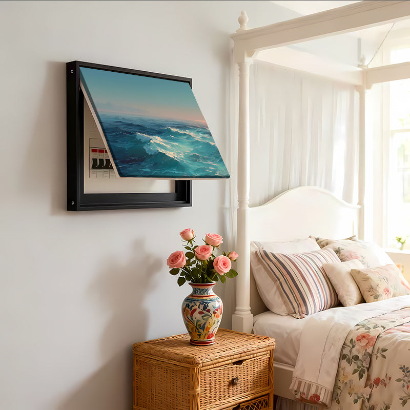 2pcs Ocean Wave Pattern Electric Meter Box Stickers, Living Room Fashion Wall Decoration, Self-Adhesive, 2D Flat Decorative Cover Creative Wall Sticker, Instant Peel And Stick Electric Meter Box Wrap, Suitable for Home Office Electric Meter Boxes