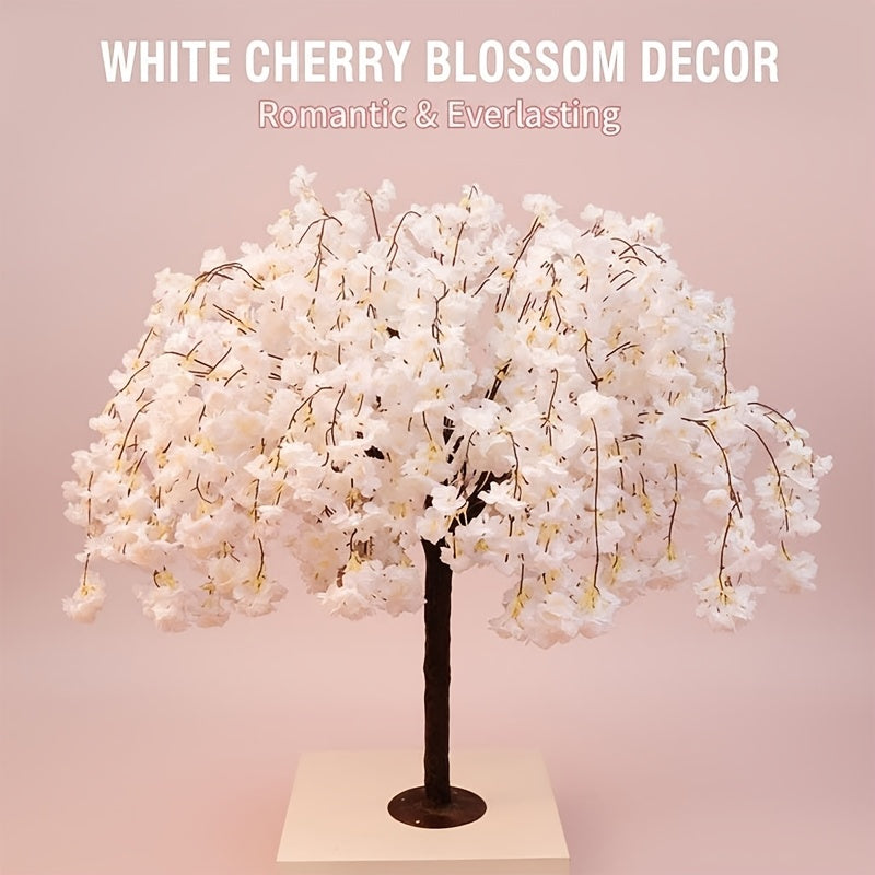 White Cherry Blossom Tree DecorRealistic Cherry Blossom Trees, Vines, And Indoor Handcrafted Wishing Trees; Realistic Weeping Cherry Blossom Trees Ideal for Parties, Weddings, And Christmas (Sizes: 47.24inch, 59.06inch, 70.87inch)