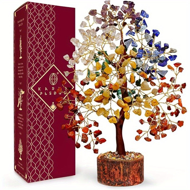 Handmade Natural Crystal Tree of Life with Multicolored Gemstones - High-Quality Artificial Tree for Home Decor, Christmas Ornament, and Spiritual Decoration, Tree Of Life Decor, Best for Christmas