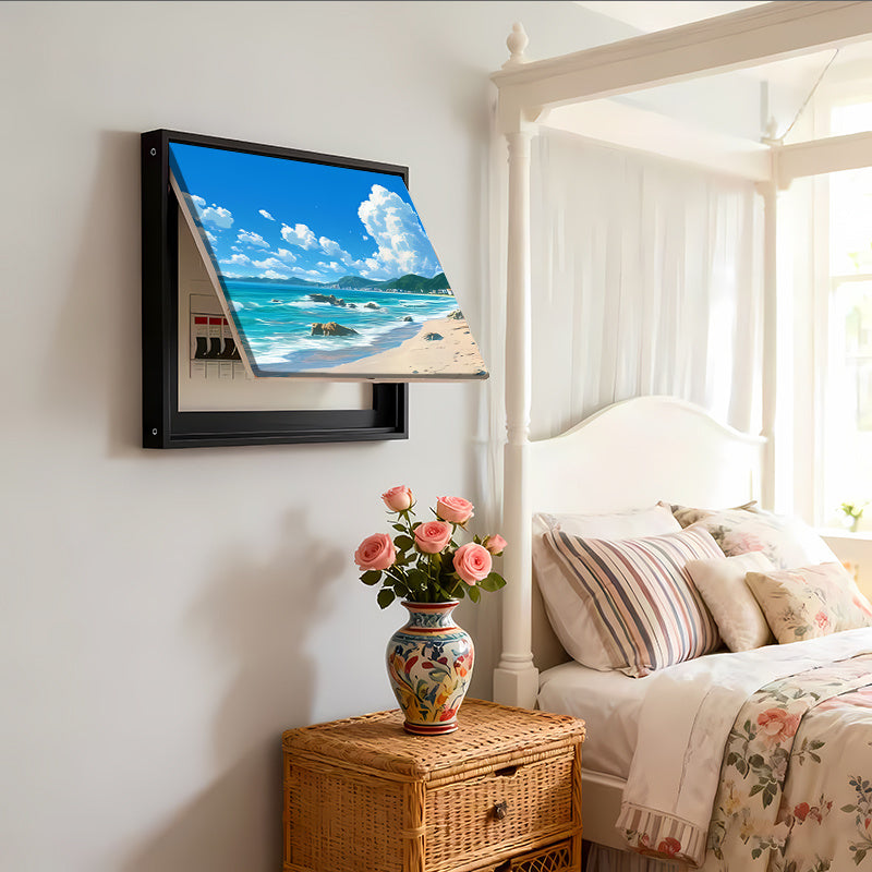 2pcs Beach Scene Wall Sticker Decoration, Self-Adhesive 2D Flat Decorative Cover for Meter Box, Creative Wall Sticker for Living Room, Instant Peel-and-Stick Meter Box Wrap, Suitable for Home and Office Meter Boxes, Easy to Apply and Remove Without