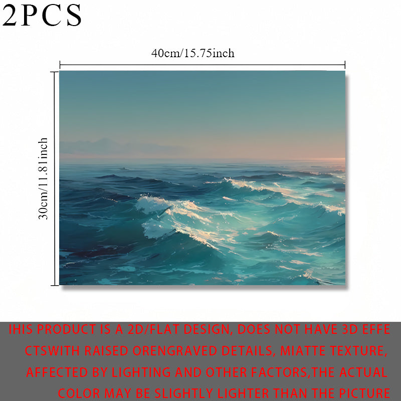 2pcs Ocean Wave Pattern Electric Meter Box Stickers, Living Room Fashion Wall Decoration, Self-Adhesive, 2D Flat Decorative Cover Creative Wall Sticker, Instant Peel And Stick Electric Meter Box Wrap, Suitable for Home Office Electric Meter Boxes