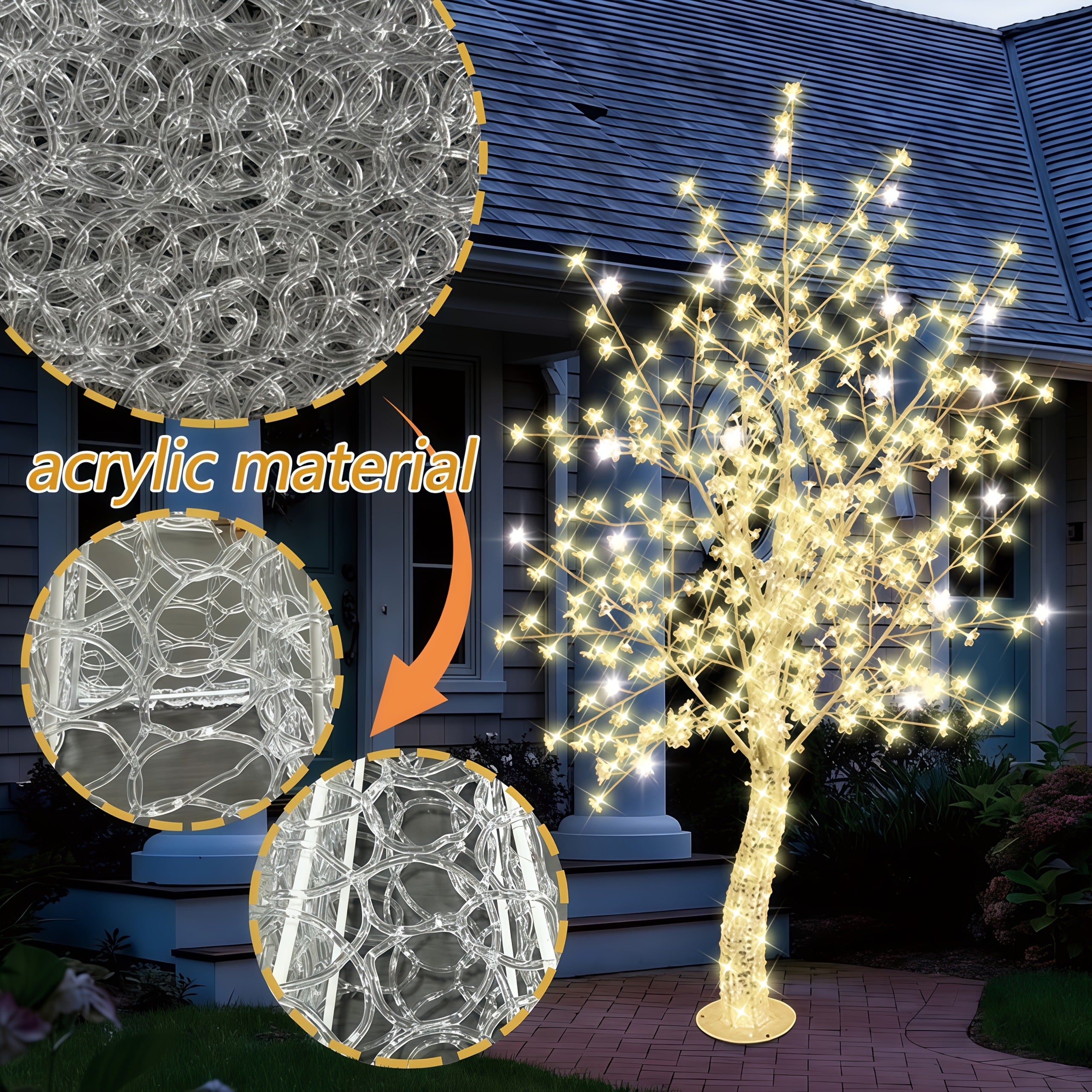 1pc 82.6in\u002F35.5in LED Transparent Acrylic Tree Light, 8 Functions with USB Power Romantic Decoration, Suitable for Christmas, Valentine's Day, Wedding Home, Bedroom, Office And Living Room, Courtyard And Other House Decoration