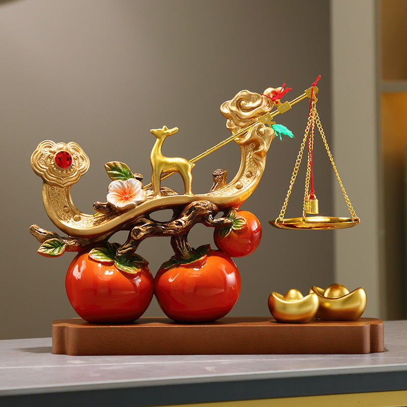 Chinese New Year Deer Statue - Elegant Resin Figurine Suitable for Housewarming Wedding Gift, Decor for Business Opening, Shelf Tabletop Decoration with Auspicious Wishes, Traditional Chinese Gift Box for Use