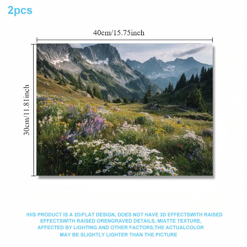 2pcs of Natural Landscape Mountain Flower Pattern Wall Stickers - Stylish Decorative Stickers for Electric Meter Box Covers, 2D Flat Design, Easy to Apply And Remove Without Residue