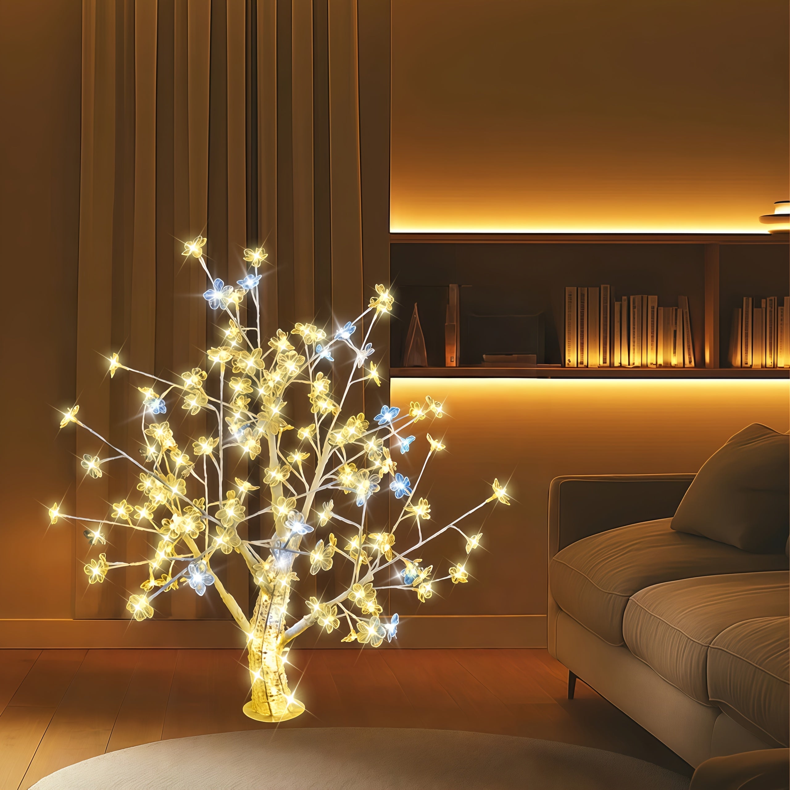 1pc 82.6in\u002F35.5in LED Transparent Acrylic Tree Light, 8 Functions with USB Power Romantic Decoration, Suitable for Christmas, Valentine's Day, Wedding Home, Bedroom, Office And Living Room, Courtyard And Other House Decoration