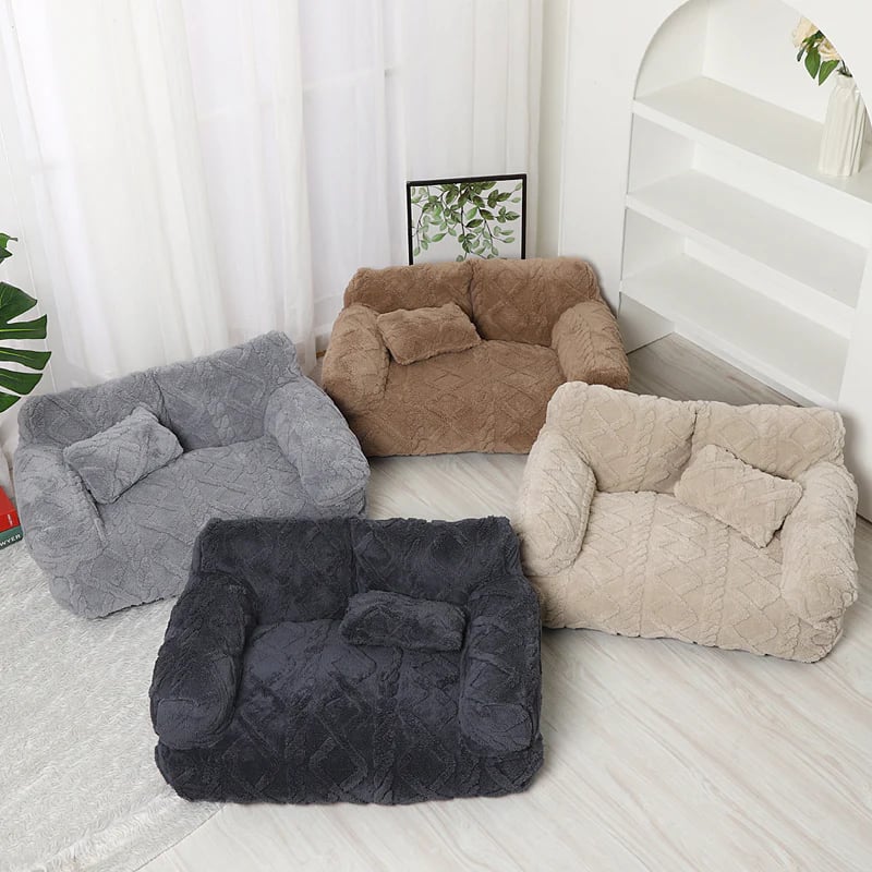 💎 Plush Calming Pet Sofa Bed – Raised Rim, Removable Cover & Non-Slip Bottom for Cats & Dogs 🛋️🐾