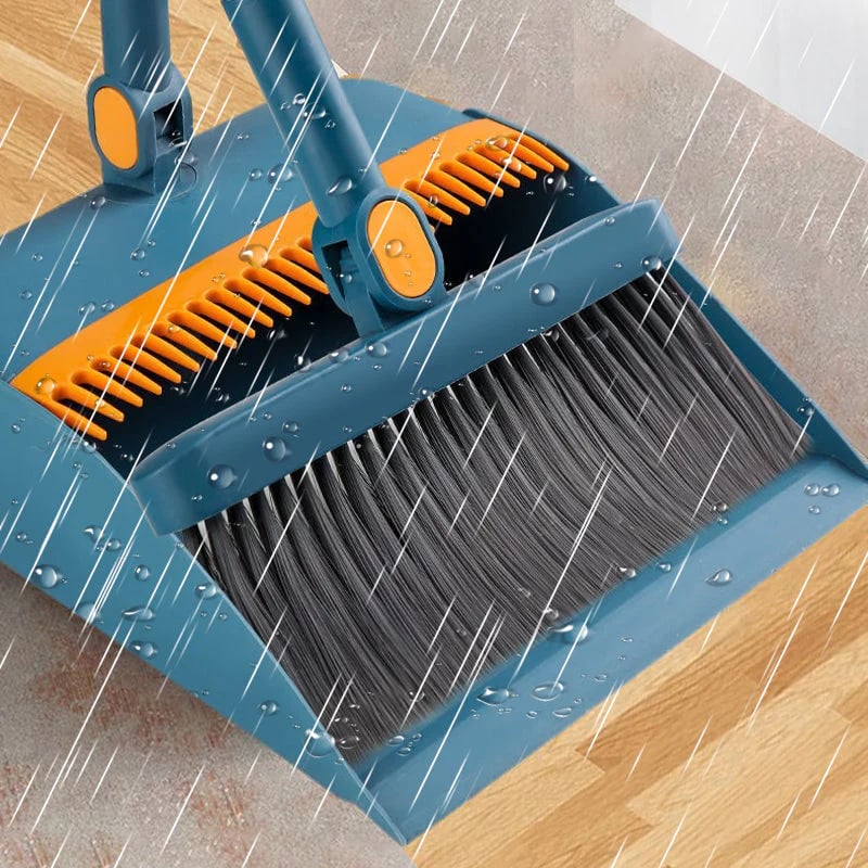 Stand-Up Dustpan Set with 180° Rotating Broom