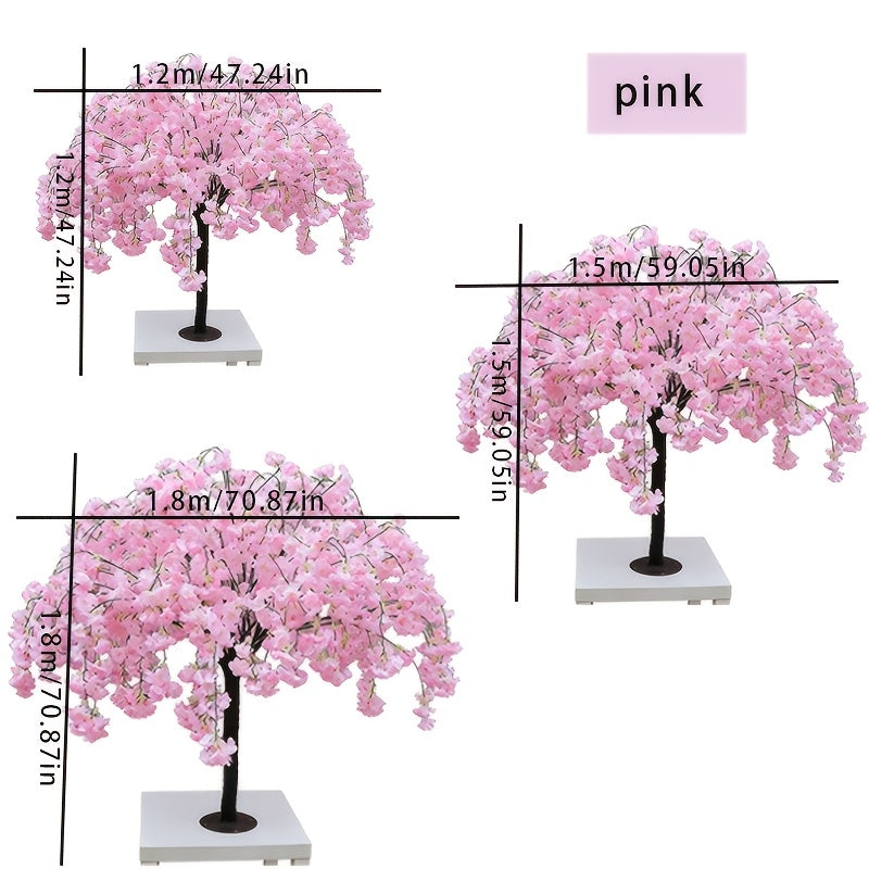 White Cherry Blossom Tree DecorRealistic Cherry Blossom Trees, Vines, And Indoor Handcrafted Wishing Trees; Realistic Weeping Cherry Blossom Trees Ideal for Parties, Weddings, And Christmas (Sizes: 47.24inch, 59.06inch, 70.87inch)