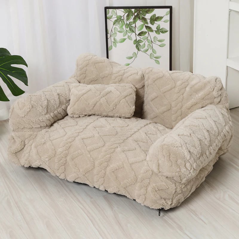 💎 Plush Calming Pet Sofa Bed – Raised Rim, Removable Cover & Non-Slip Bottom for Cats & Dogs 🛋️🐾