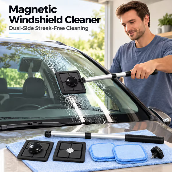 🚗🧼Dual Magnetic Car Windshield Cleaner | Streak-Free Auto Glass Cleaning Kit✨