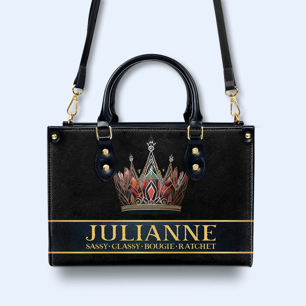 Queen Black - Personalized Custom Leather Handbag - queen02black