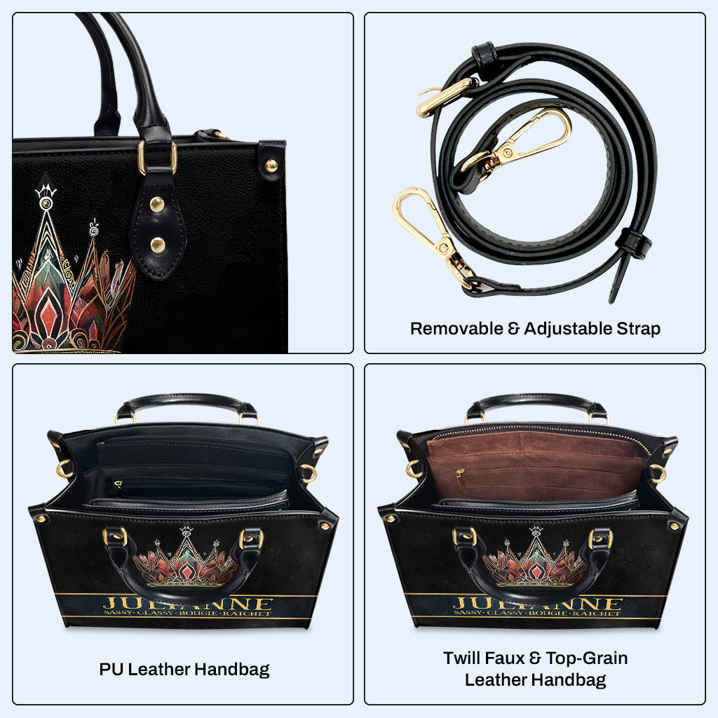Queen Black - Personalized Custom Leather Handbag - queen02black