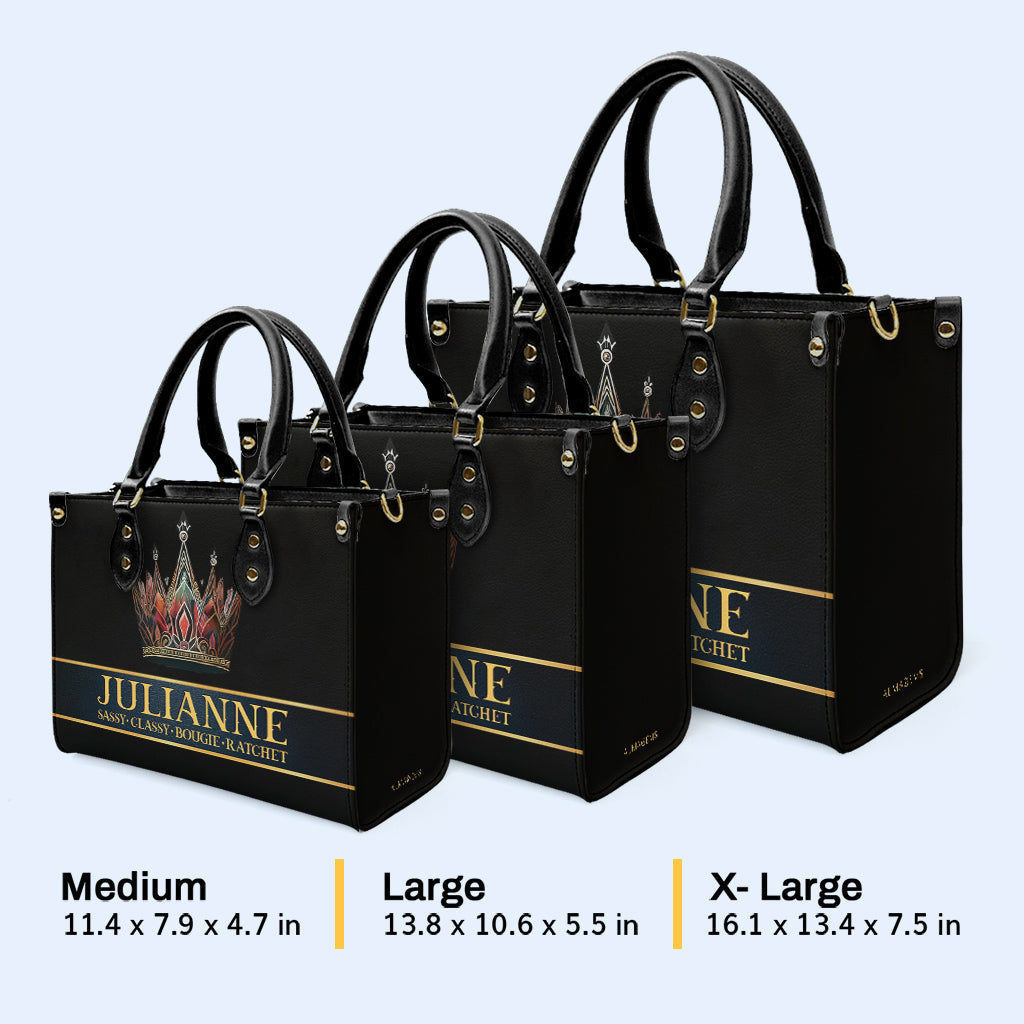 Queen Black - Personalized Custom Leather Handbag - queen02black